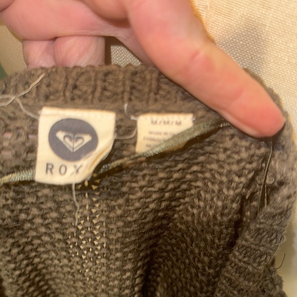 Olive Green Women's‎ Roxy Sweater with gold studs. Size Medium - Picture 5 of 8